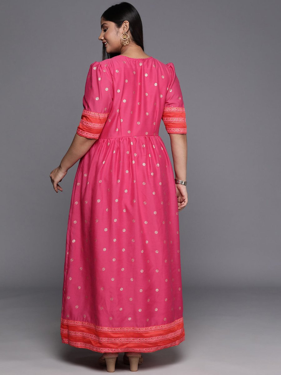 Ahalyaa Plus Size V-Neck Maxi Ethnic Dress
