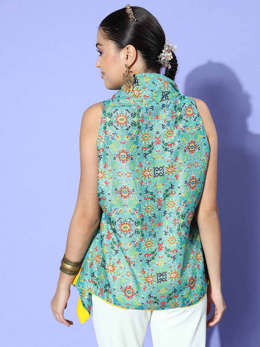 InWeave Women's Blue Boheme Reversible Shrug