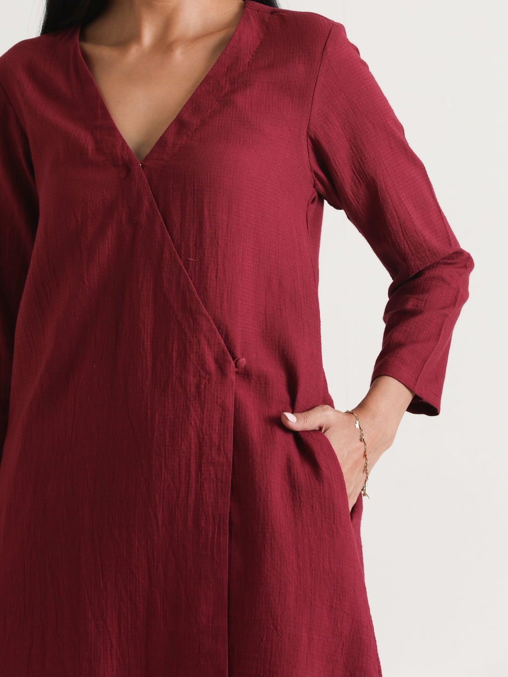 trueBrowns Maroon Angrakha Kurta Set