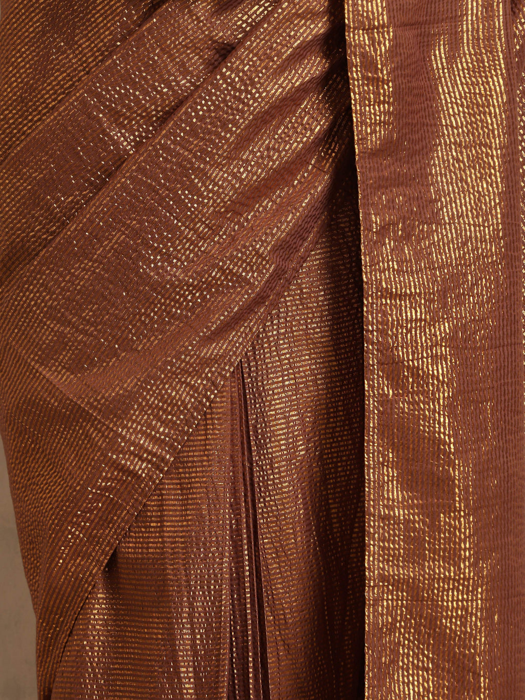 trueBrowns Brown Gold Metallic Ready To Wear Saree