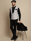 Even Apparels Men's Grey Double Breast Waistcoat