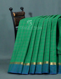 Rama Green With Checks Pure Mangalgiri Cotton Saree By Gayathri Reddy Designer Studio