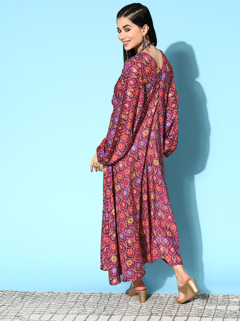 InWeave Women's Wine Edgy Print Dress