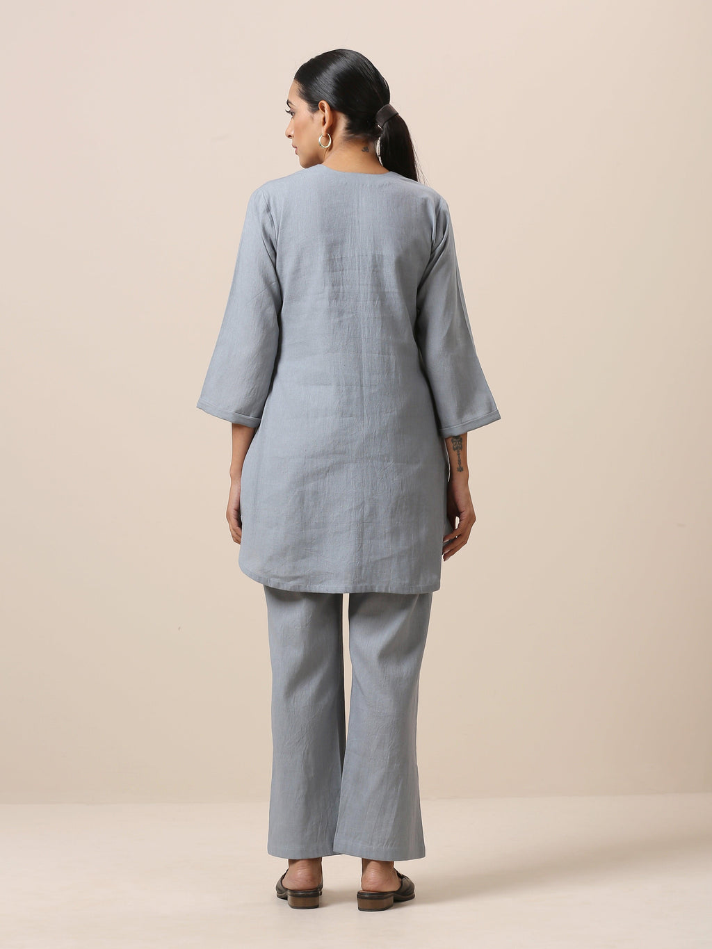trueBrowns Cotton Steel Blue Short Co-Ord Set | Relove