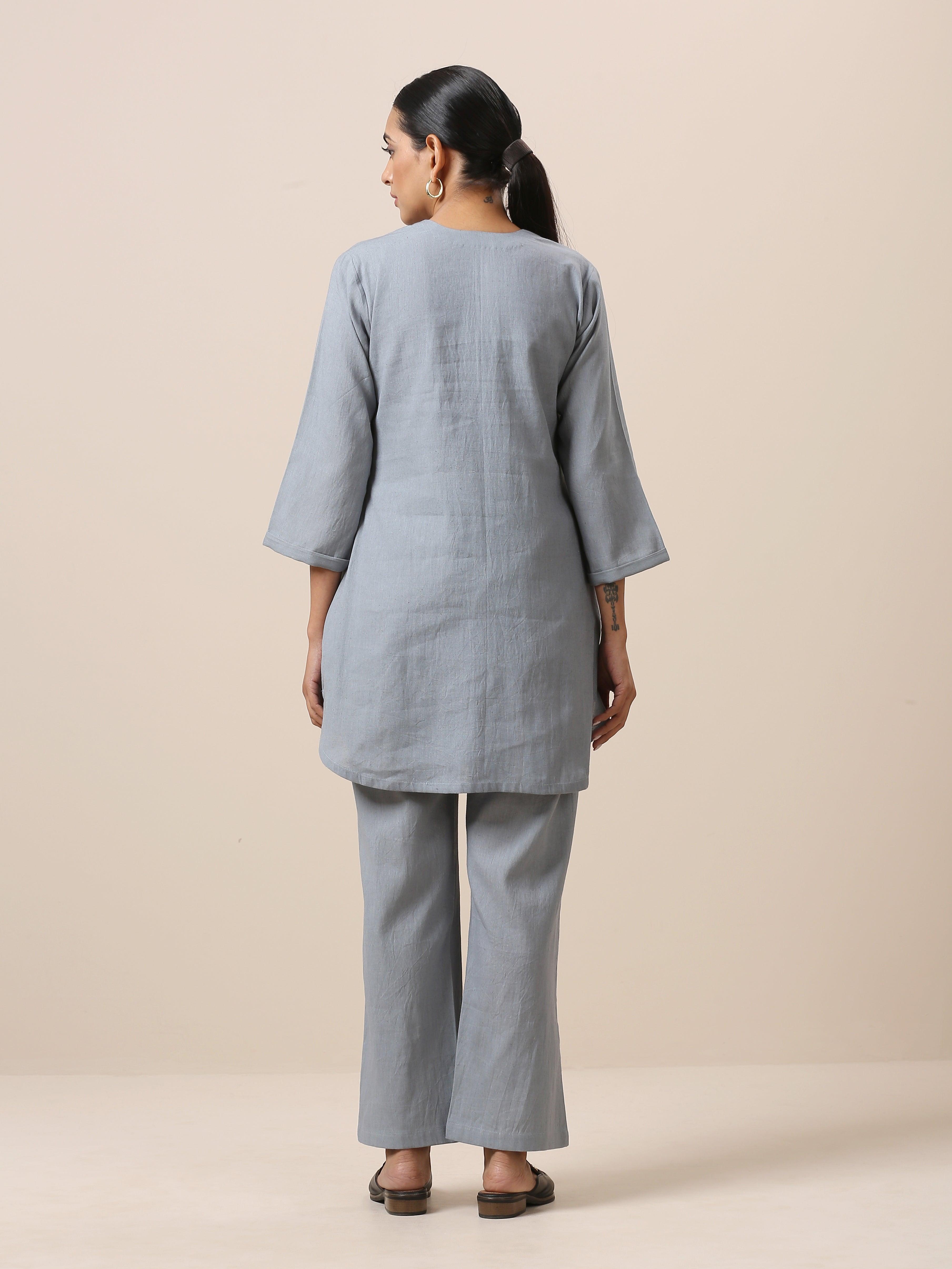 trueBrowns Cotton Steel Blue Short Co-Ord Set | Relove