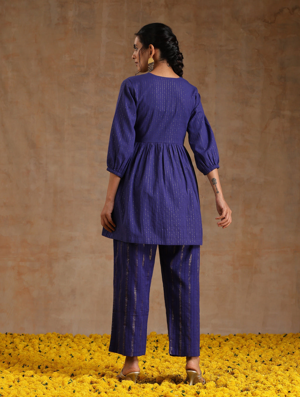 trueBrowns Spectrum Blue Gold Cotton Overlap Co-Ord Set