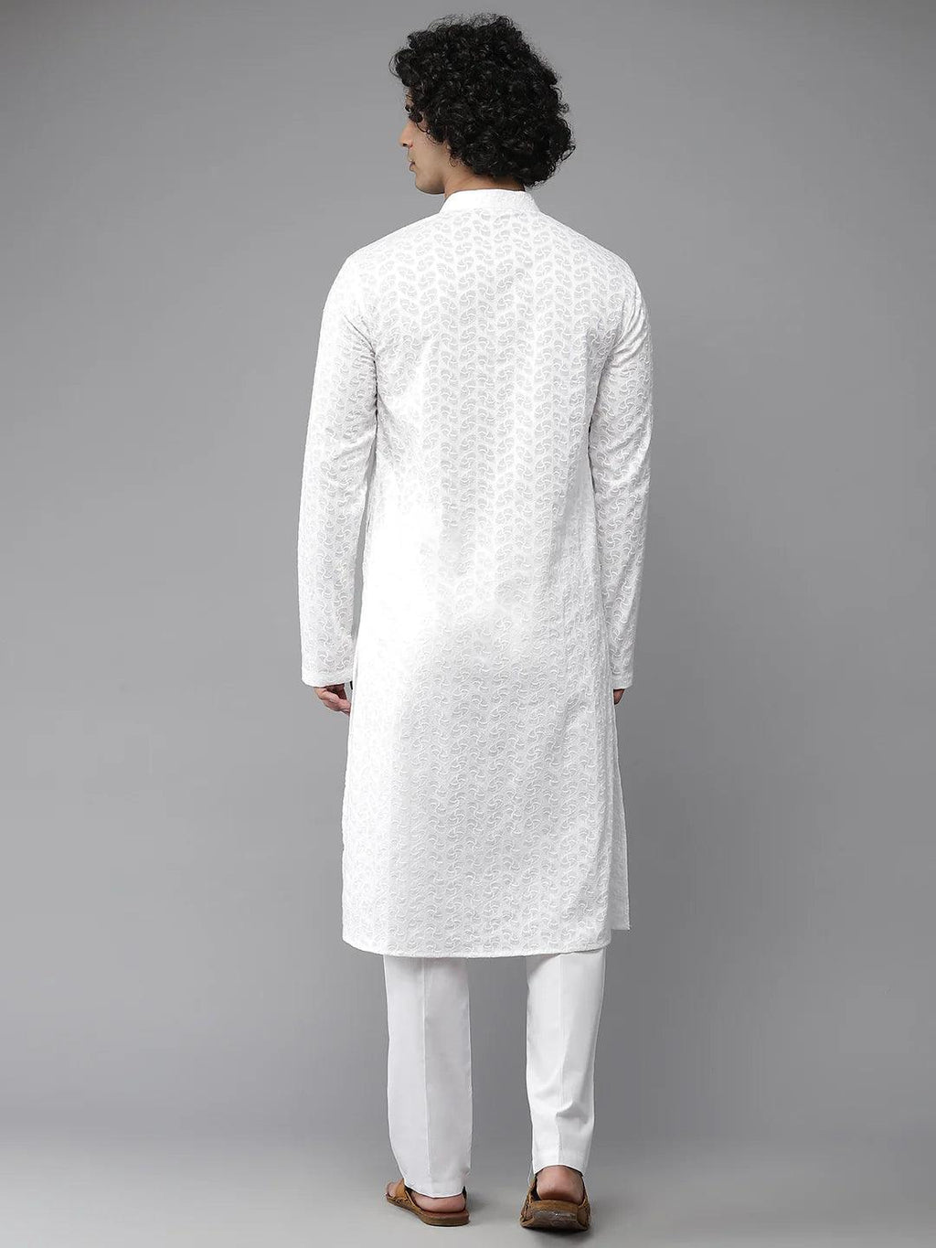 Fabmade Elegant Chikankari Embroidered Straight Kurta With Pyjama