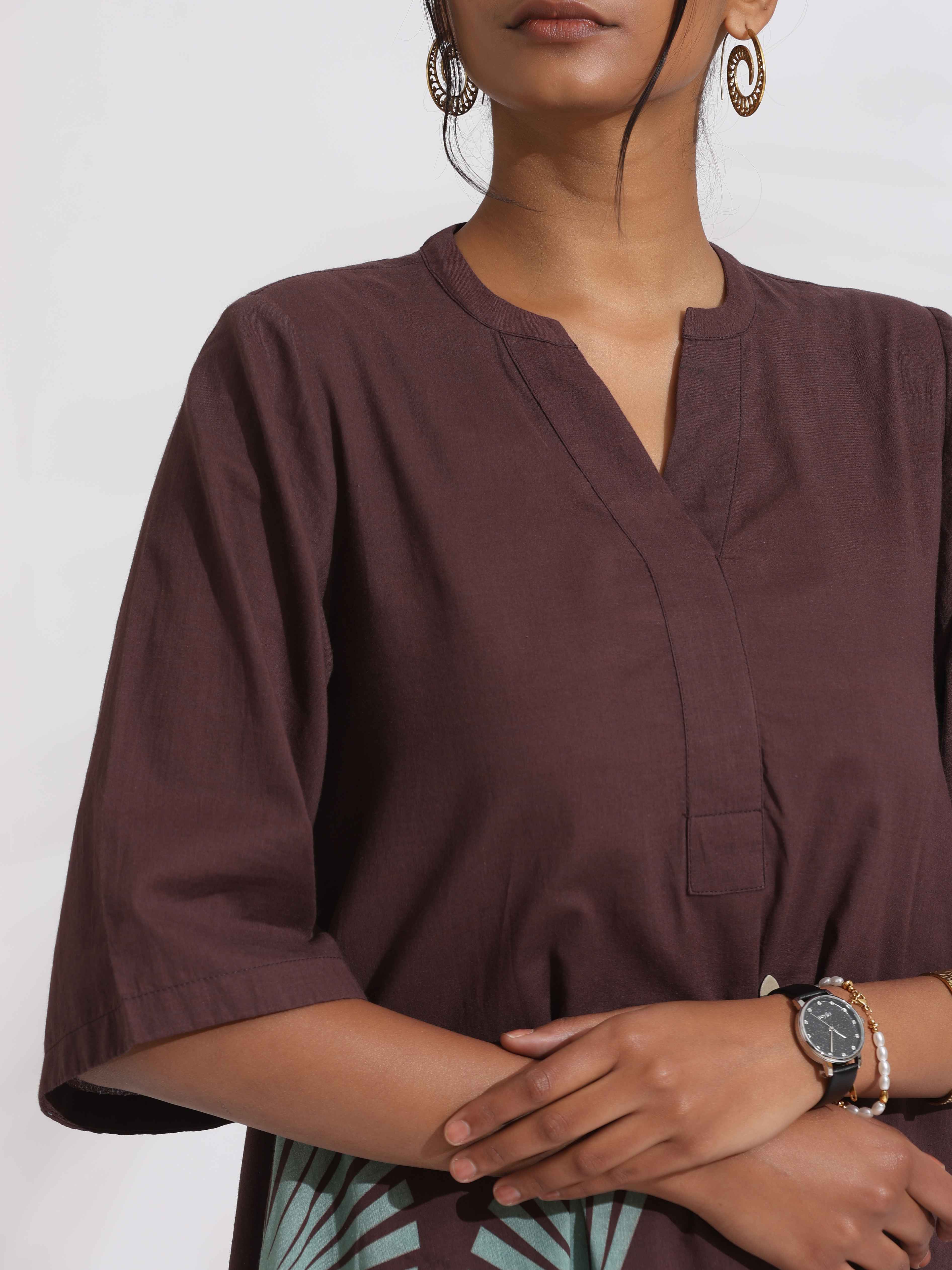 trueBrowns Cola Cotton Print Flared Kurta Set