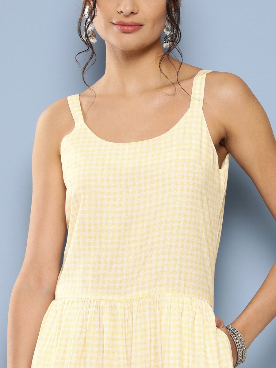 Ahalyaa Checked Waist Tie-Ups Basic Jumpsuit
