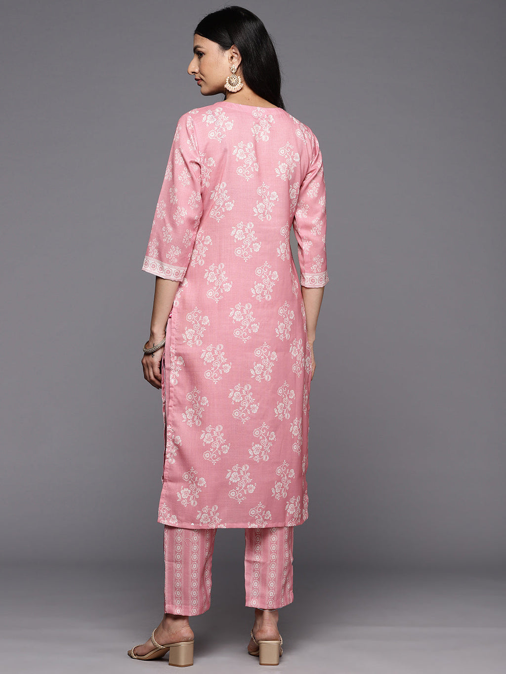KSUT (House of Varanga) Pink Digital Printed Kurta Paired With Printed Straight Trouser