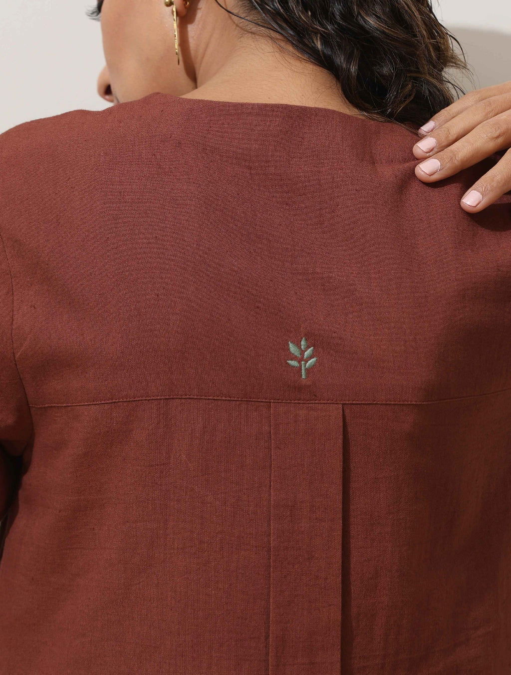trueBrowns Brown Cotton Linen Kurta Pant Set