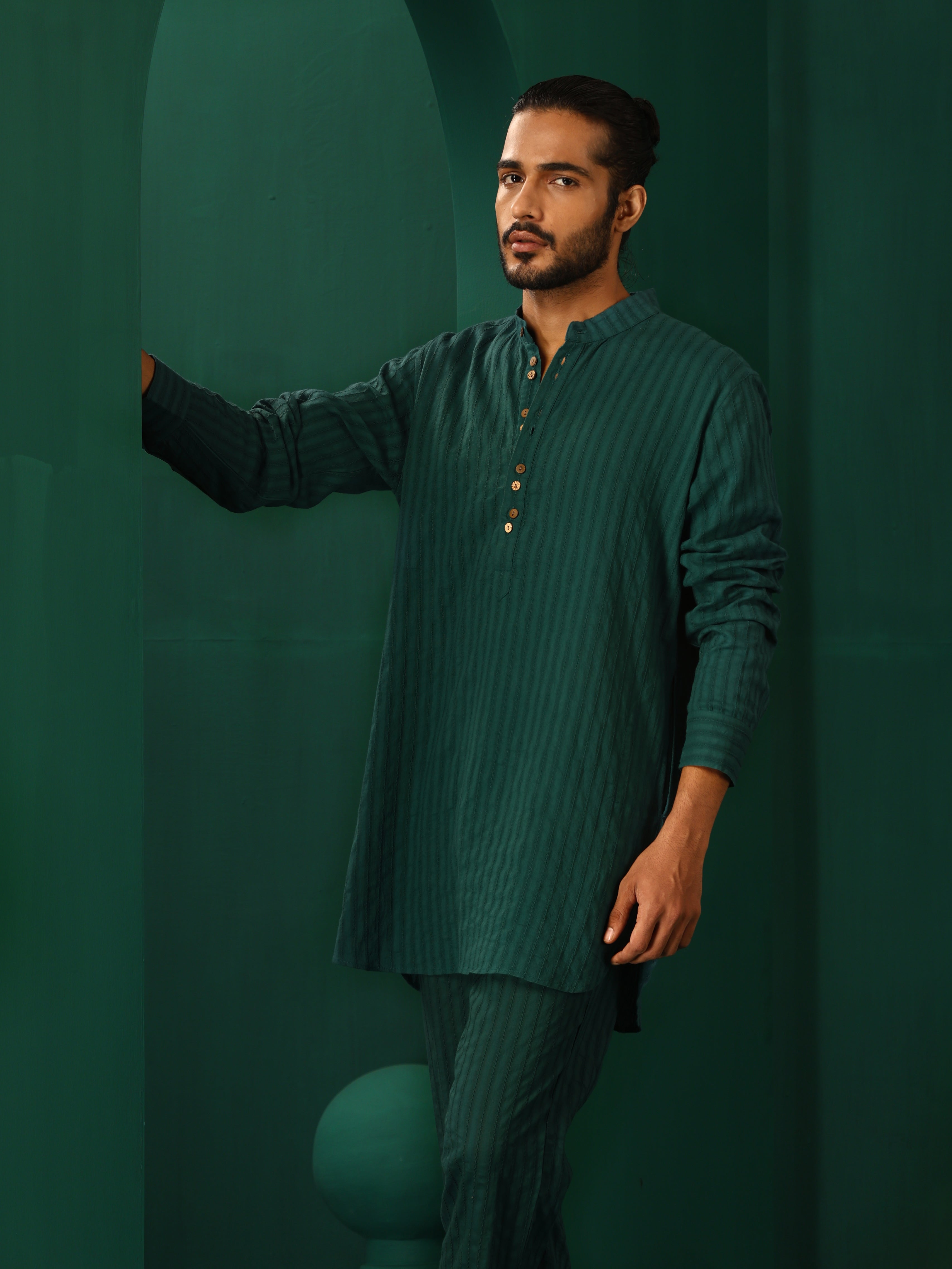 trueBrowns Men's Turquoise Dobby Co-ord Set