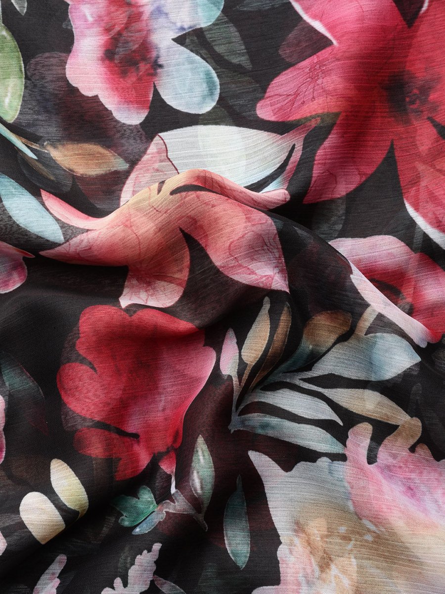 Ahalyaa Floral Poly Chiffon Saree