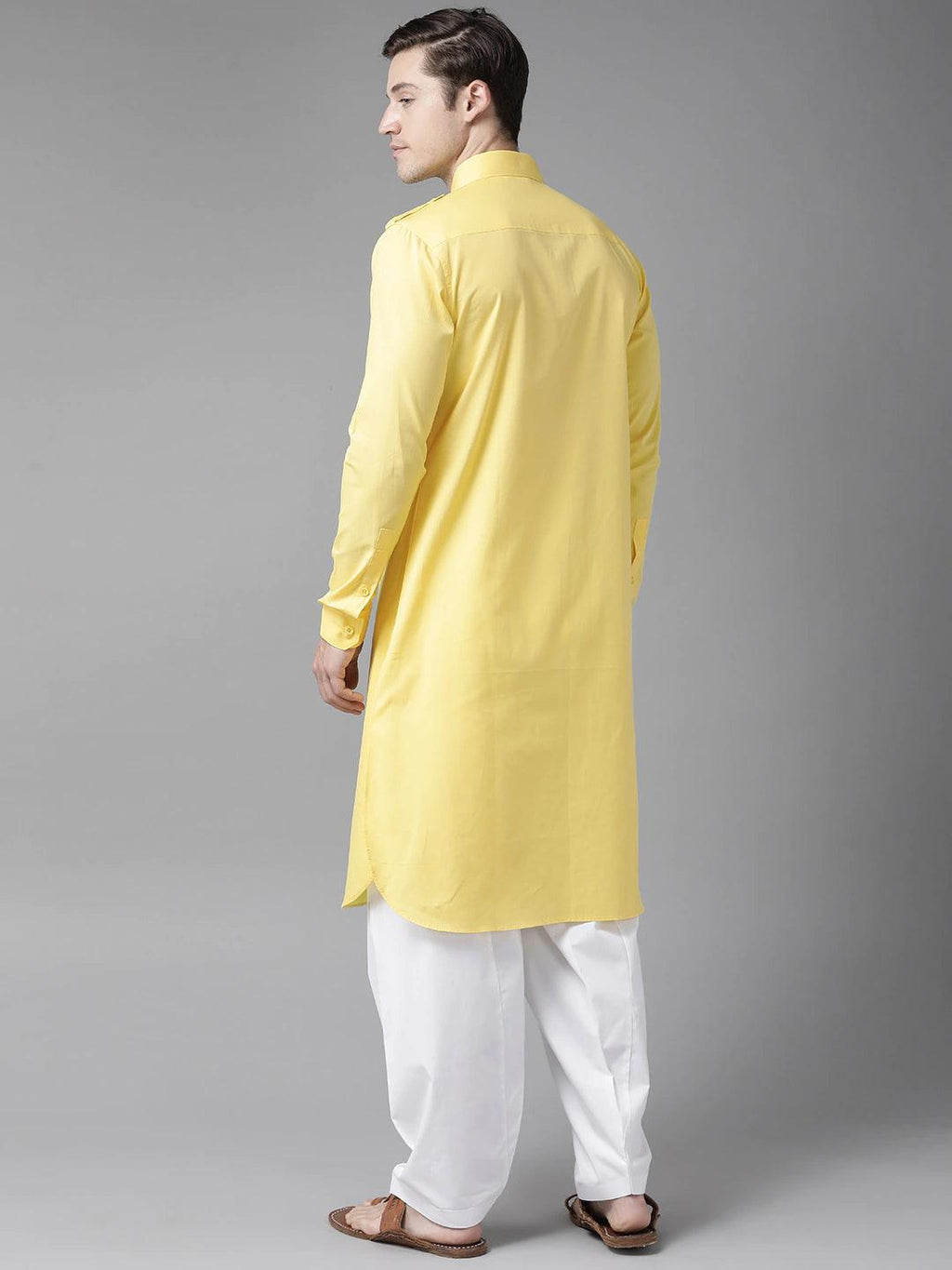 Fabmade Yellow Pathani Suit