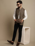 Even Apparels Men's Brown Mandarin Collar Waistcoat