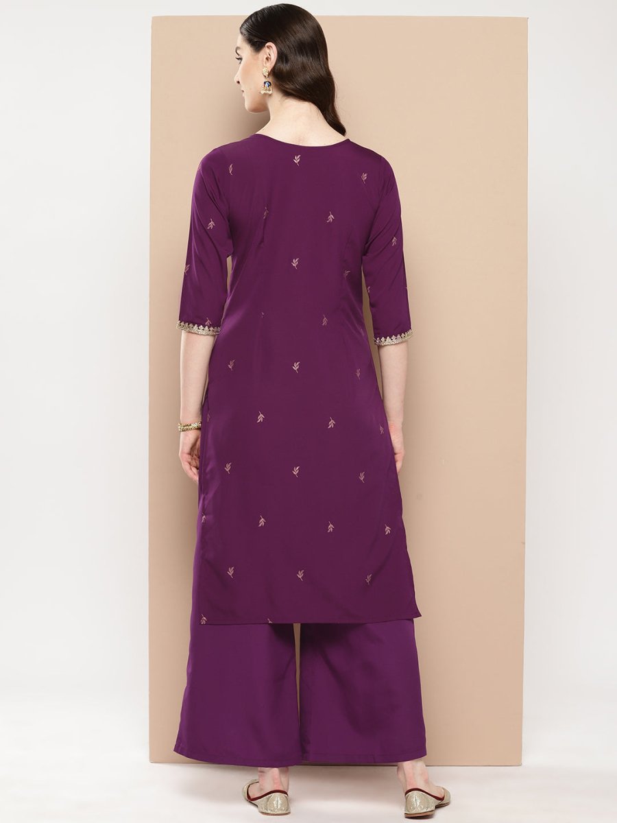 Ahalyaa Women Floral Yoke Design Regular Kurta with Palazzos
