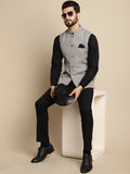 Even Apparels Men's Grey Mandarin Collar Waistcoat