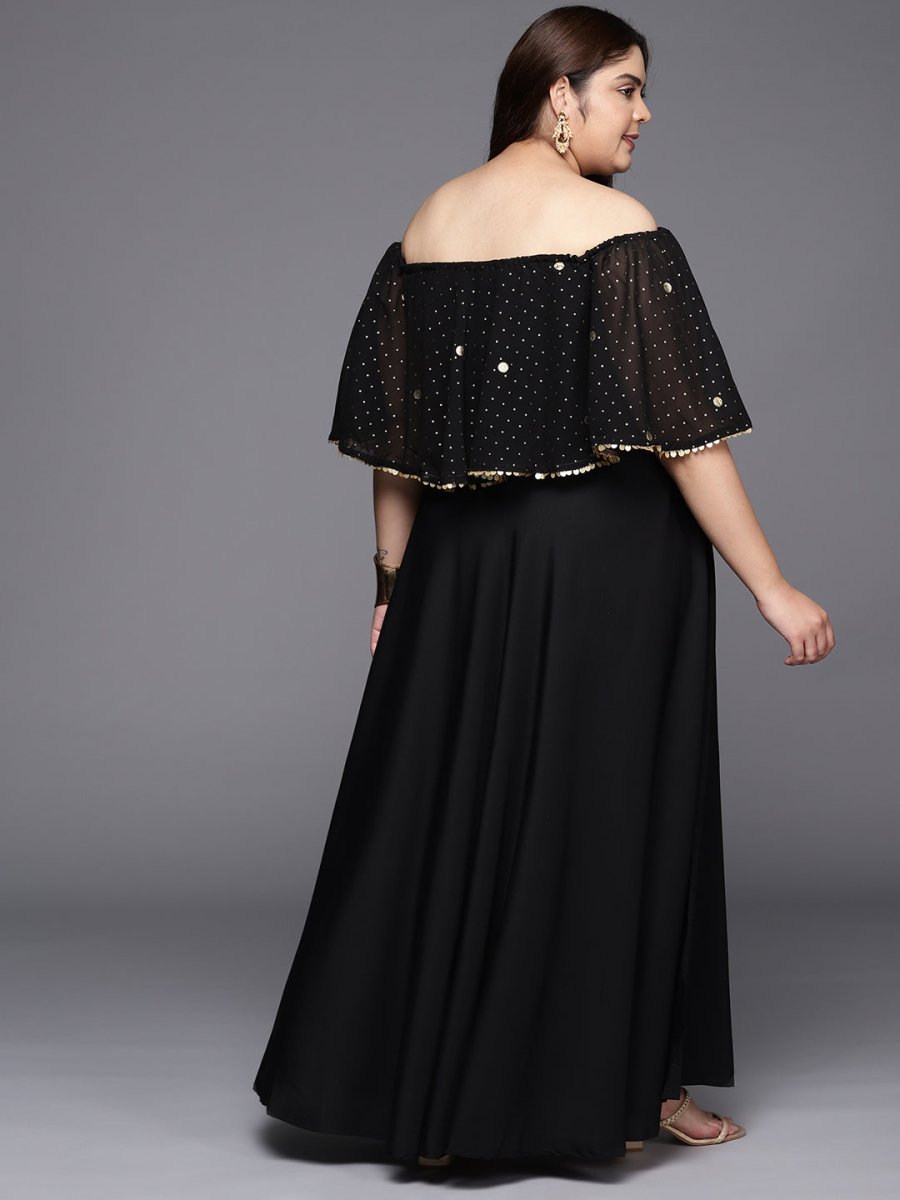 Ahalyaa Plus Size Off-Shoulder Maxi Ethnic Dress