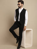 Even Apparels Men's Black Waistcoat with welt pockets