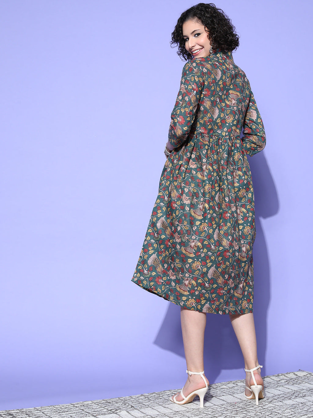InWeave Women's Green Jaal Print Dress