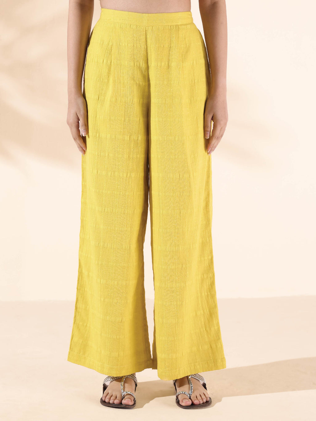 trueBrowns Lime Cotton Dobby V-Neck Co-ord Set