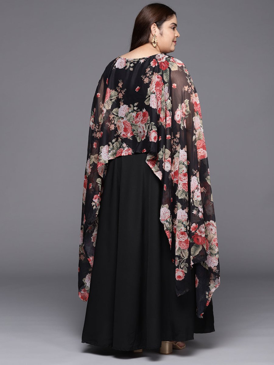 Ahalyaa Plus Size Boat Neck Maxi Ethnic Dress