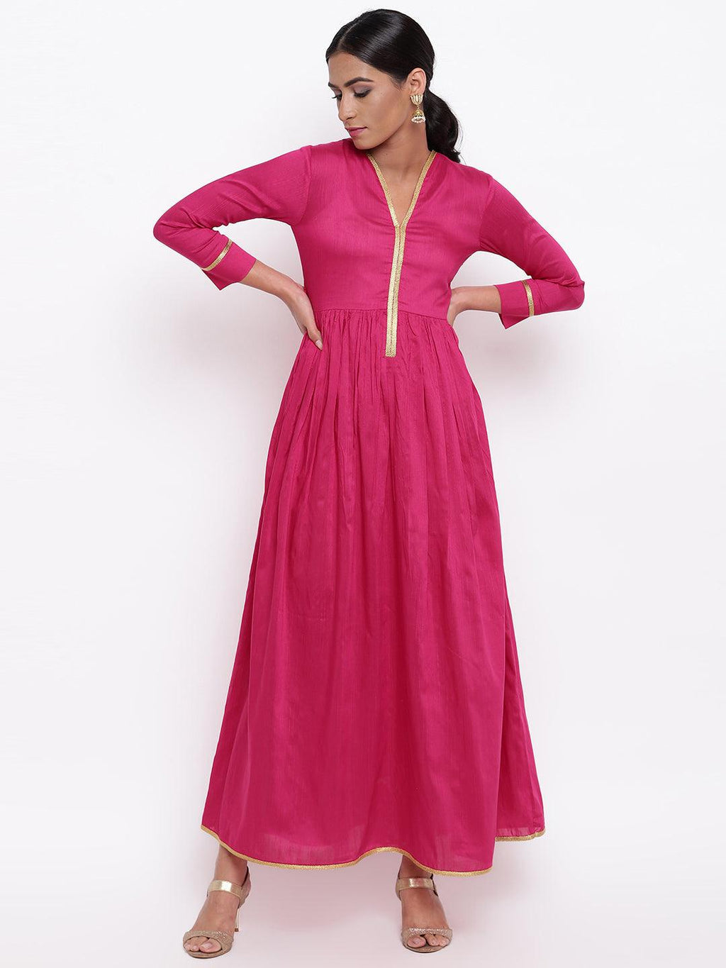 trueBrowns Pink Gold Lace Dress