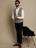 Even Apparels Men's Grey Double Breast Waistcoat