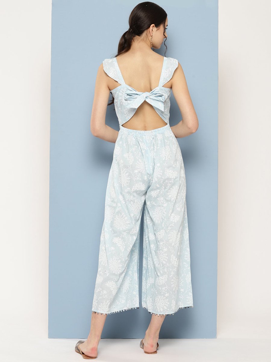 Ahalyaa Printed Basic Jumpsuit with Ruffles