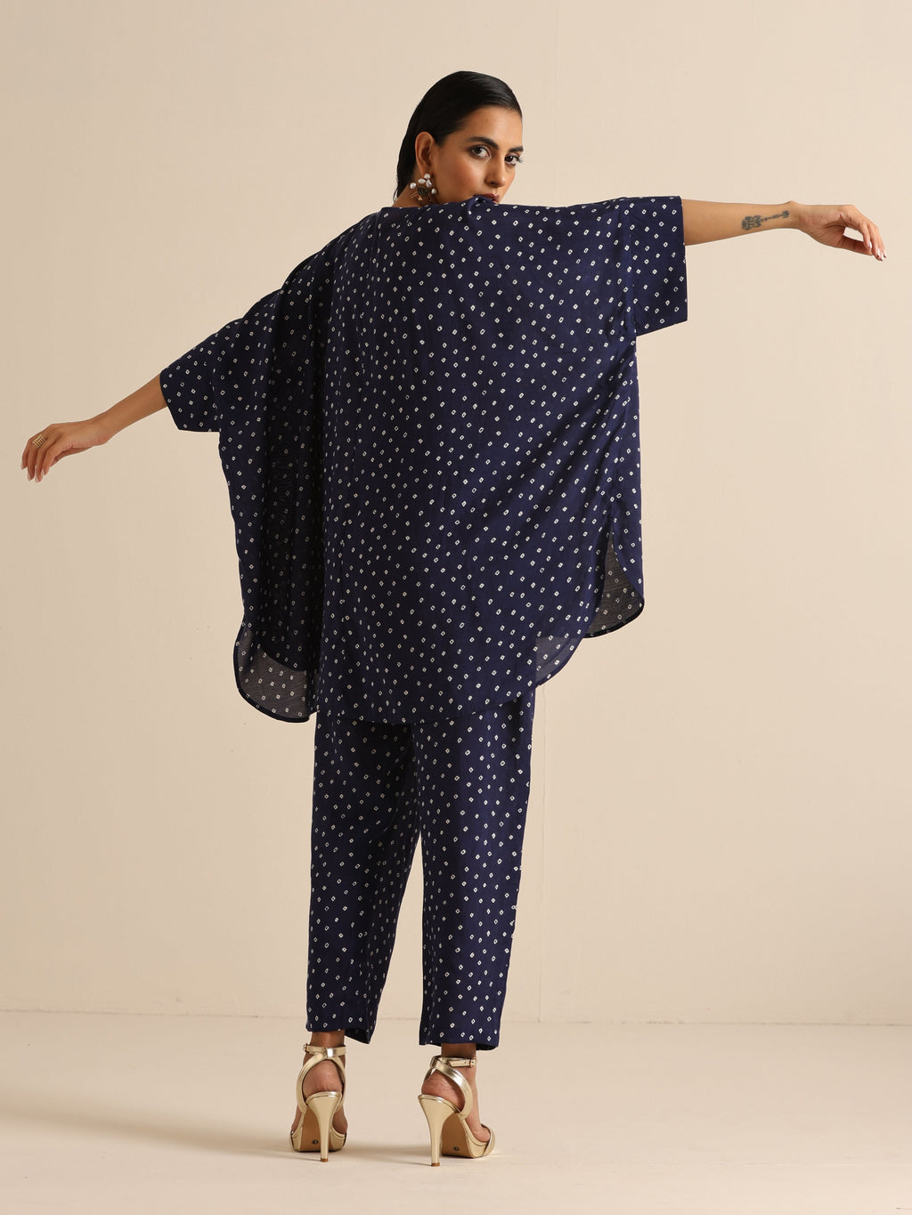 trueBrowns Blue Bandhani Silk Printed Boxy Fit Co-Ord Set