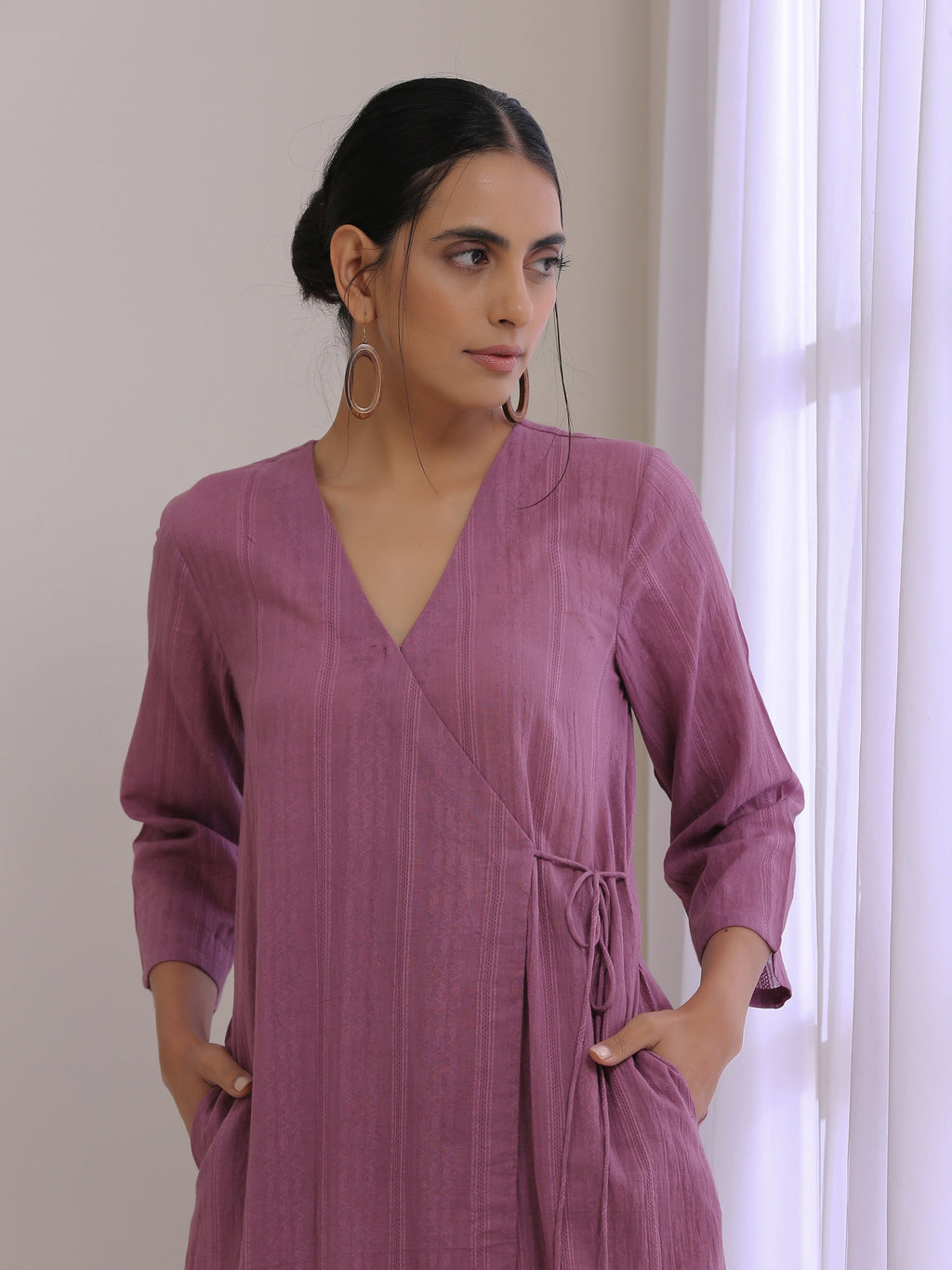 trueBrowns Onion Pink Dobby Angrakha Pant Set