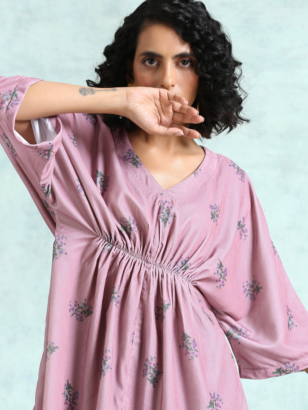 trueBrowns Light Mauve Printed Velvet Co-Ord Set