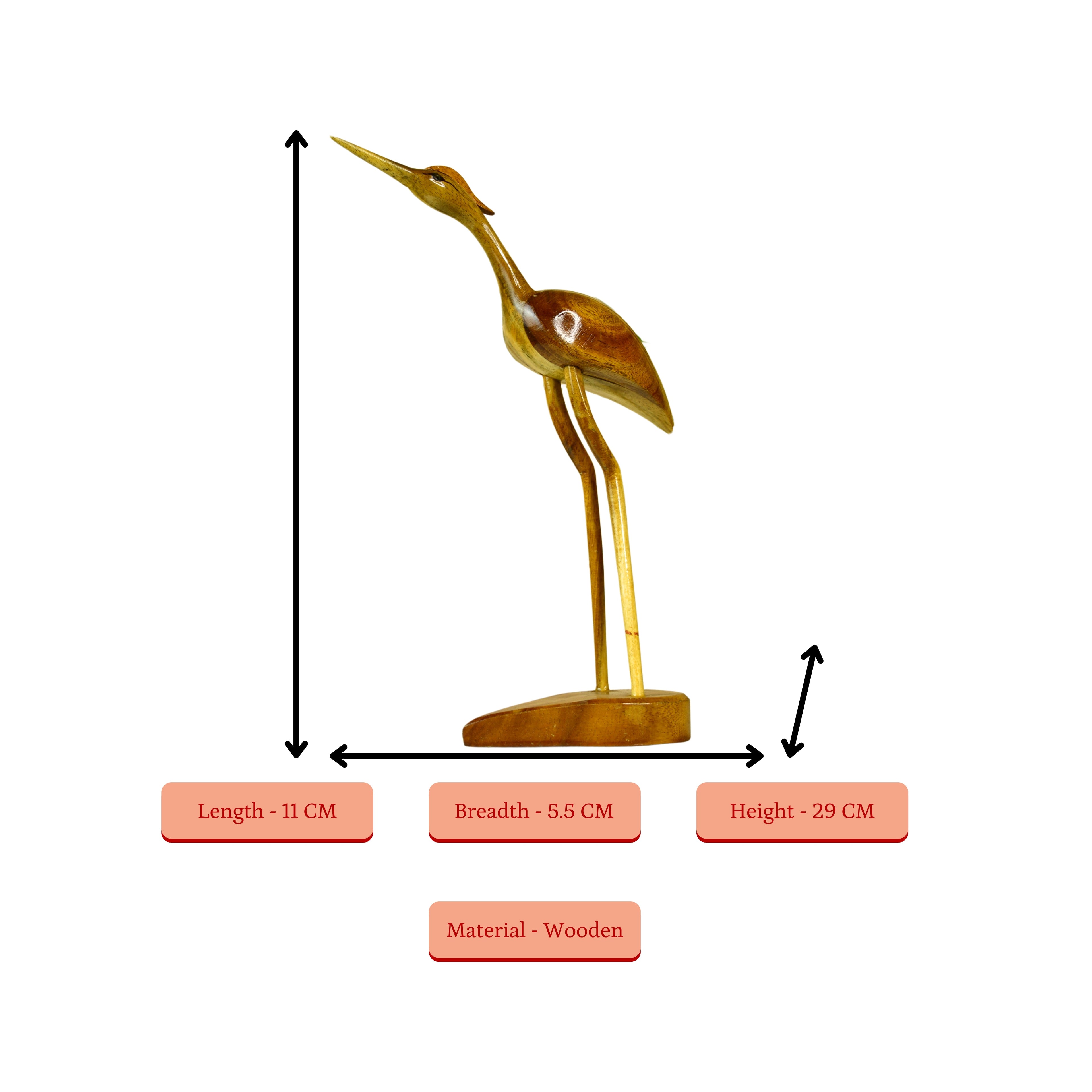 Sowpeace Elegant Wooden Carved Flamingo Sculpture: Premium Abstract Decor Accent