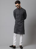 Even Apparels Black Pure Cotton Kurta With Band Collar