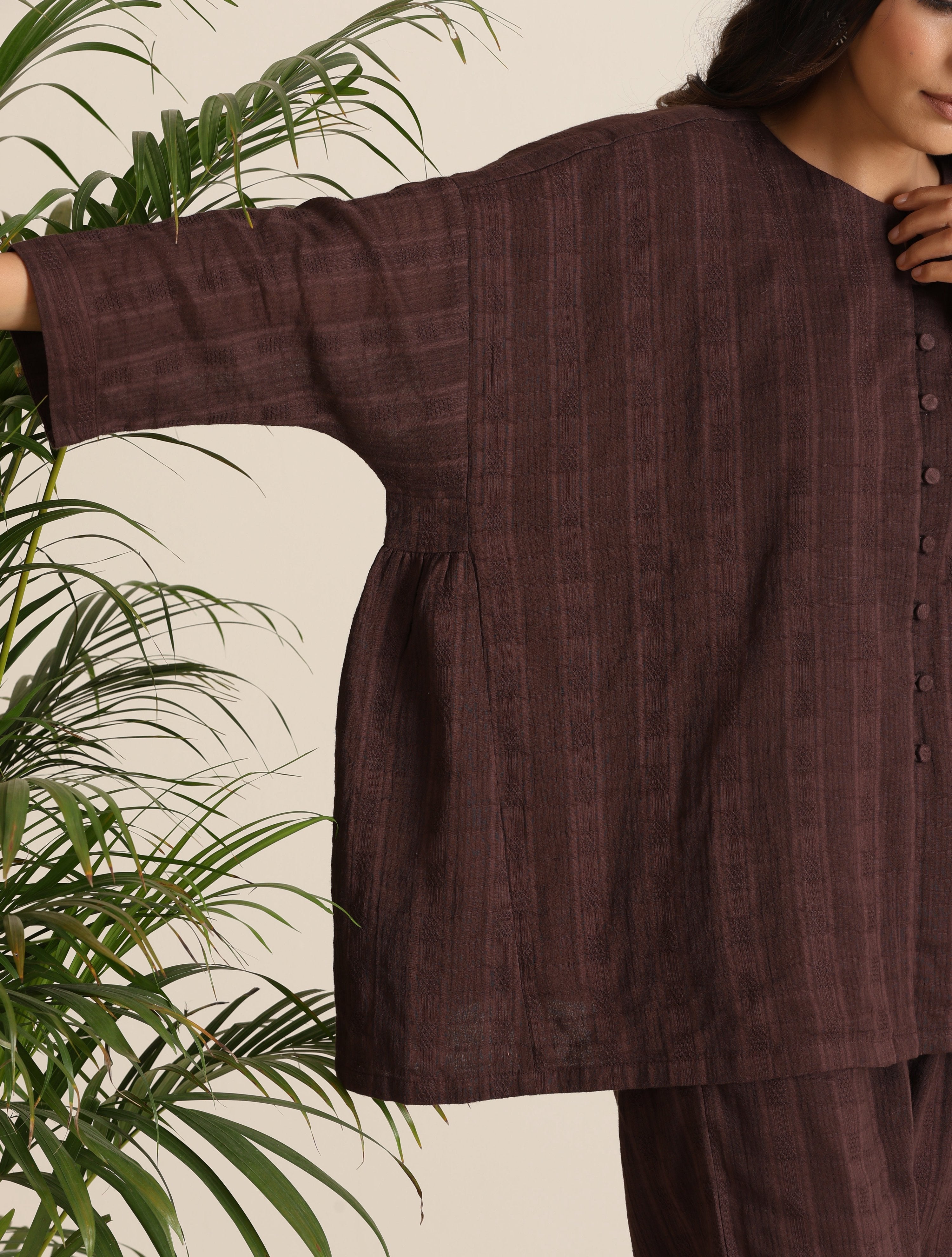 trueBrowns Cola Cotton Dobby Relaxed Co-ord Set