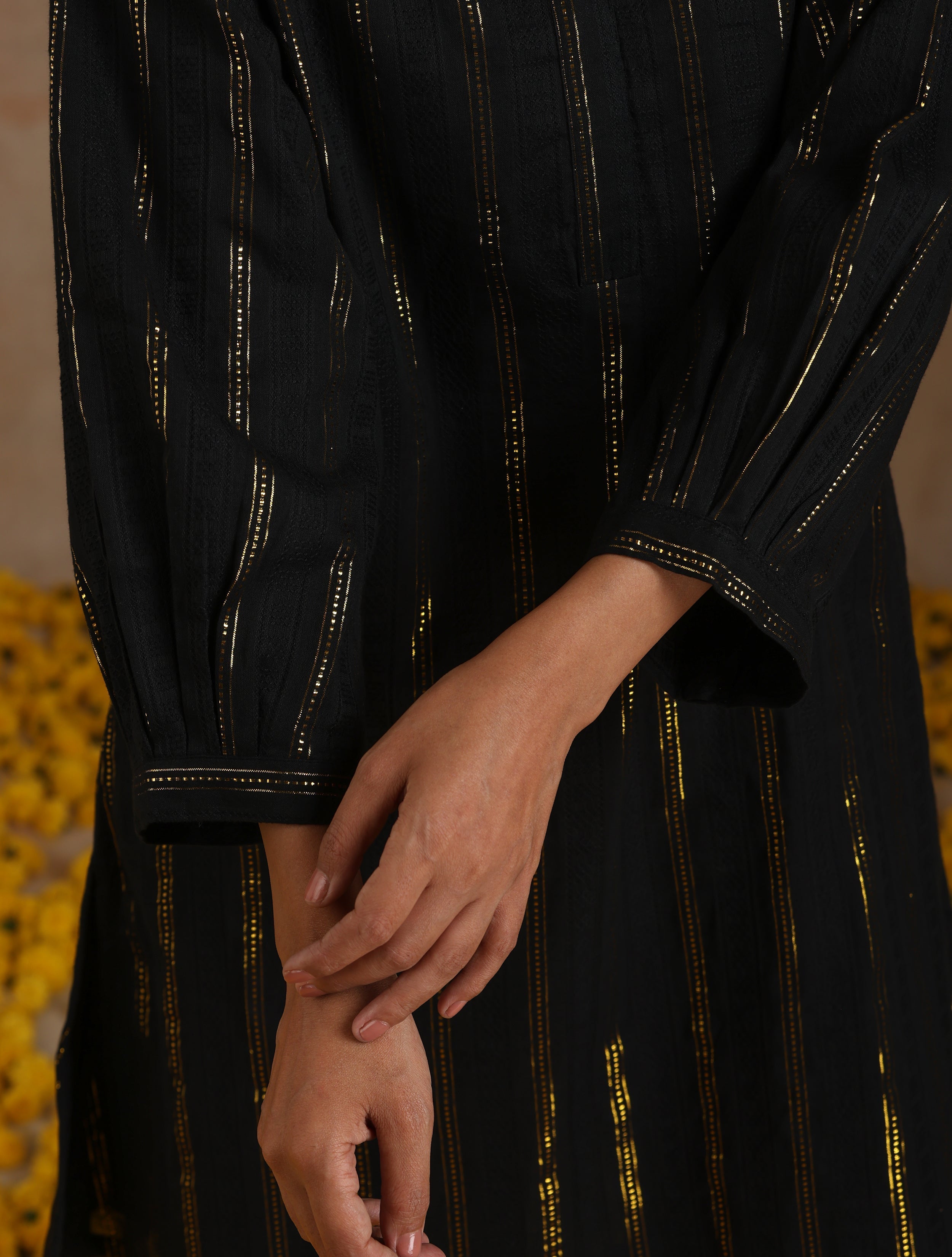 trueBrowns Black Gold Cotton Relaxed Co-Ord Set