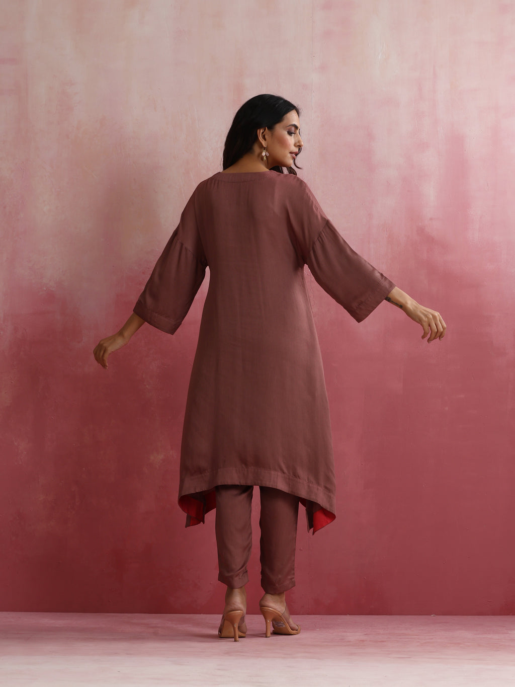 trueBrowns Brown Modal High low Kurta Set