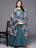 Ahalyaa Plus Size Boat Neck Maxi Ethnic Dress