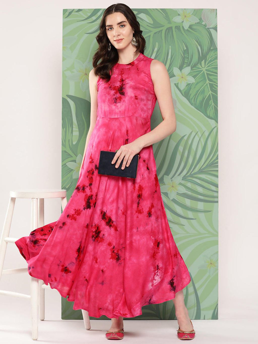 InWeave Women's Magenta Tie And Die Dress