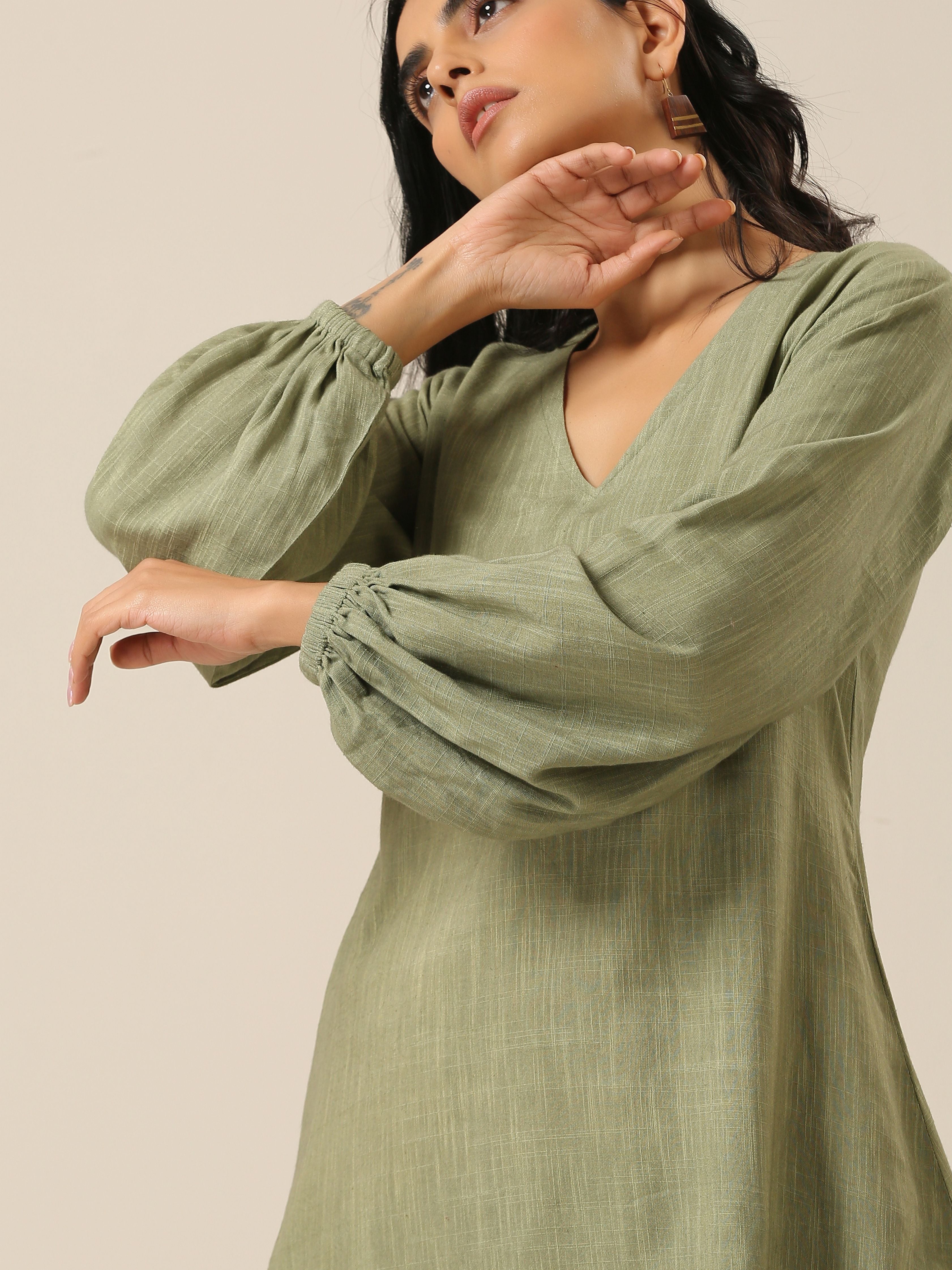 trueBrowns Sage Slub Textured Short Co-Ord Set