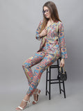 Jainish Women's WoDigital Printed Crop Top and Jacket Set - Multi