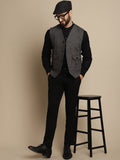 Even Apparels Men's Grey Woolen Waistcoat With Patch Pocket