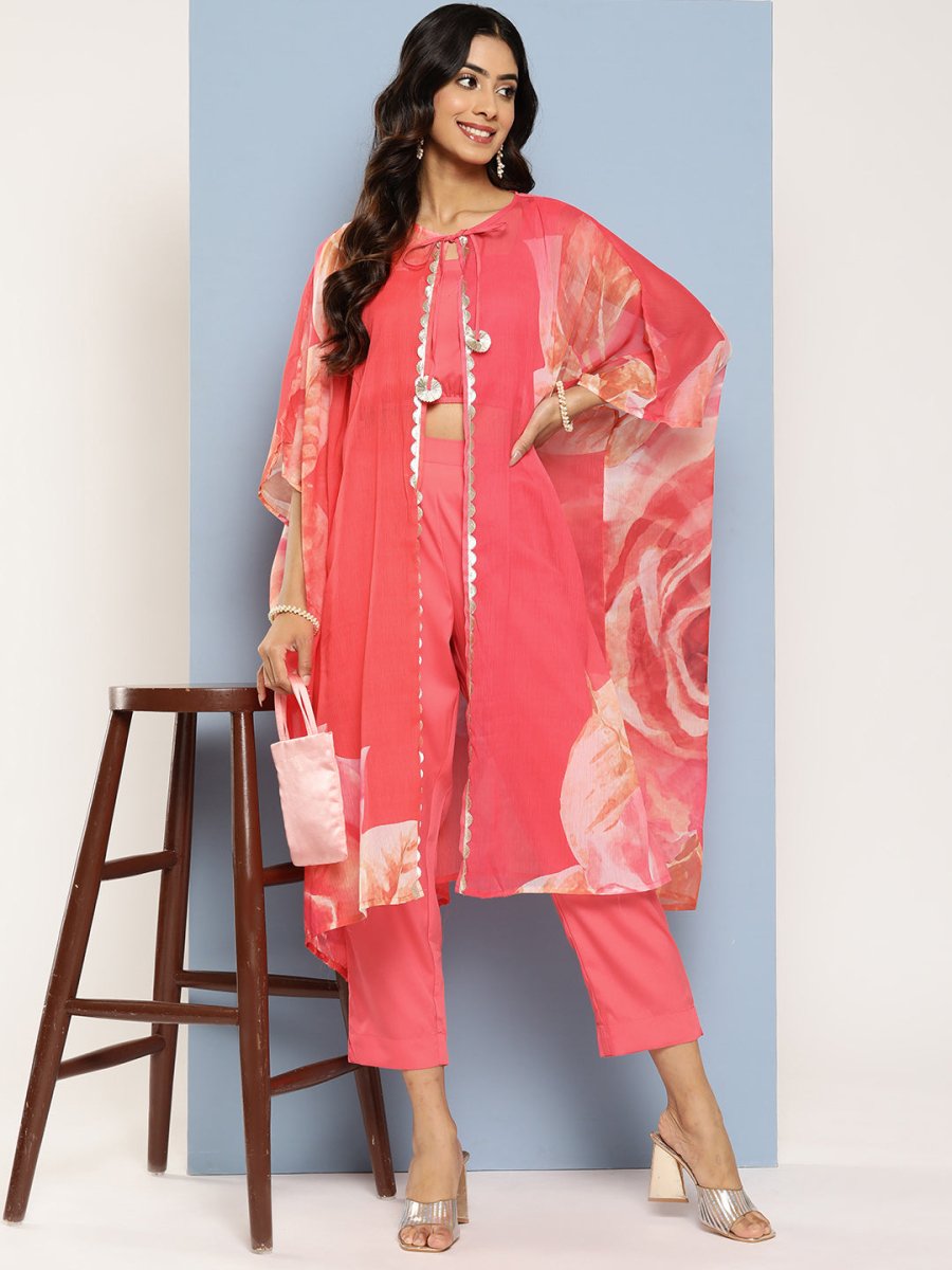 Ahalyaa Women Top with Palazzos & Shrug
