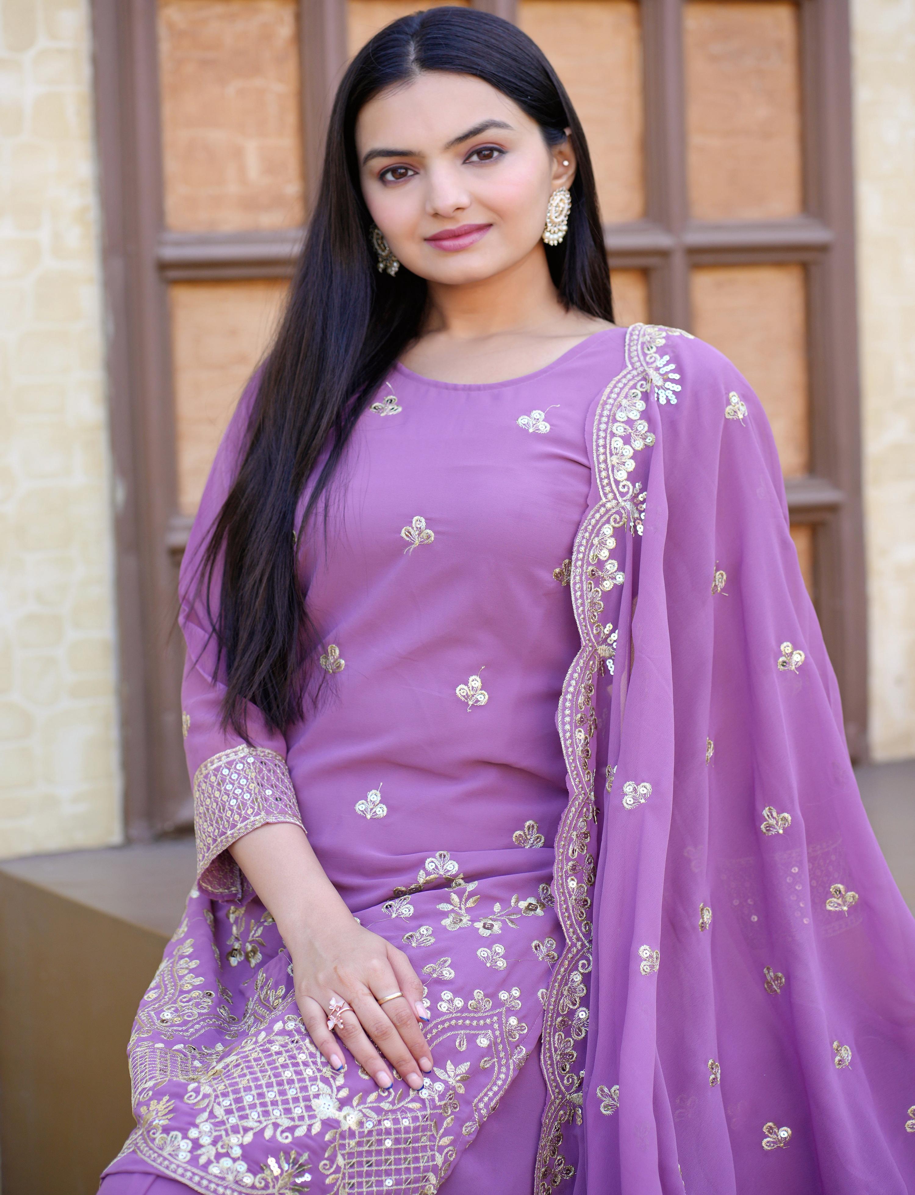 Yash Enterprise Elegent Georgette Embroidery Pink Readymade Salwar Suit
