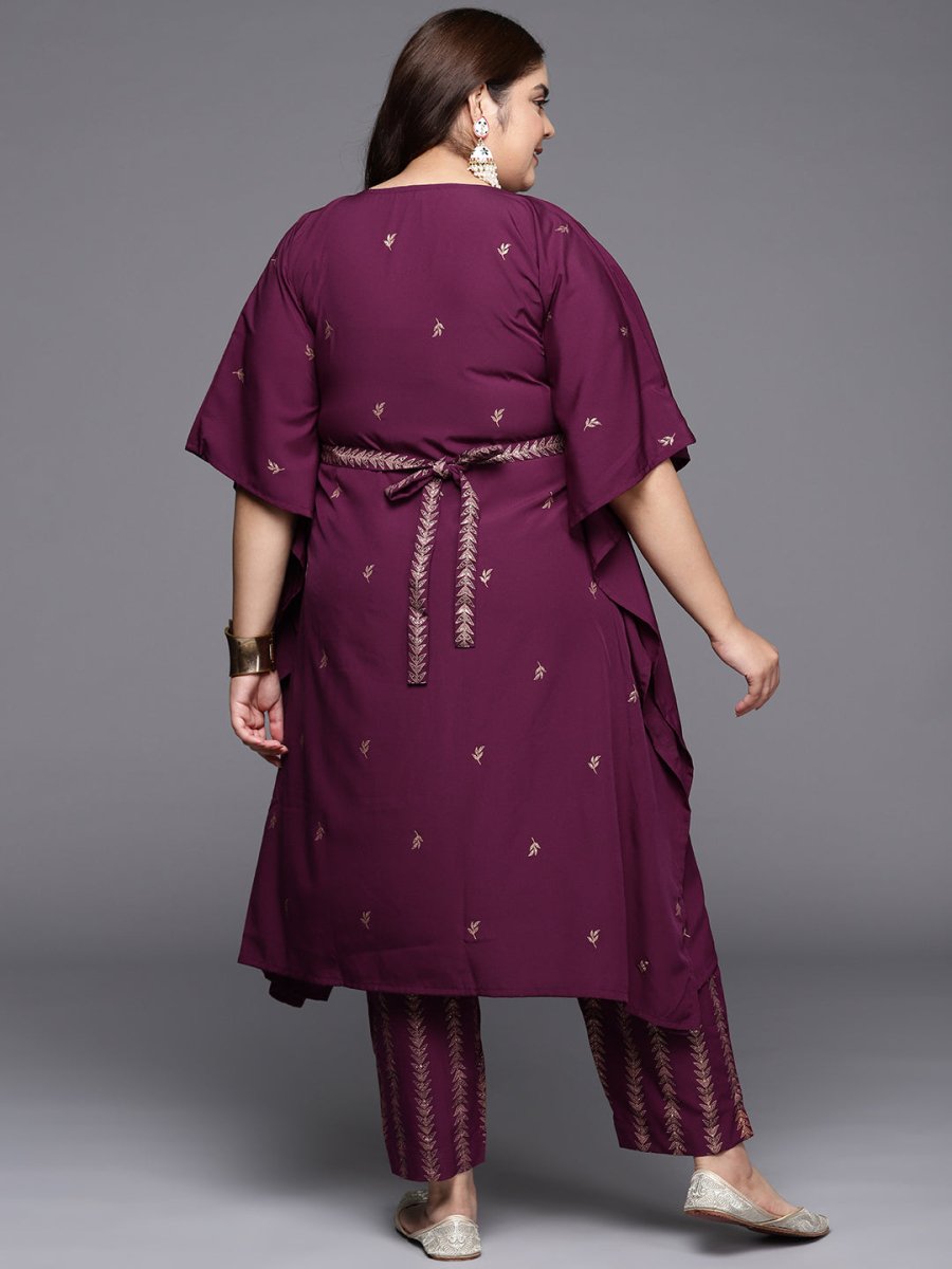 Ahalyaa Plus Size Floral Printed Kaftan Kurta with Trousers