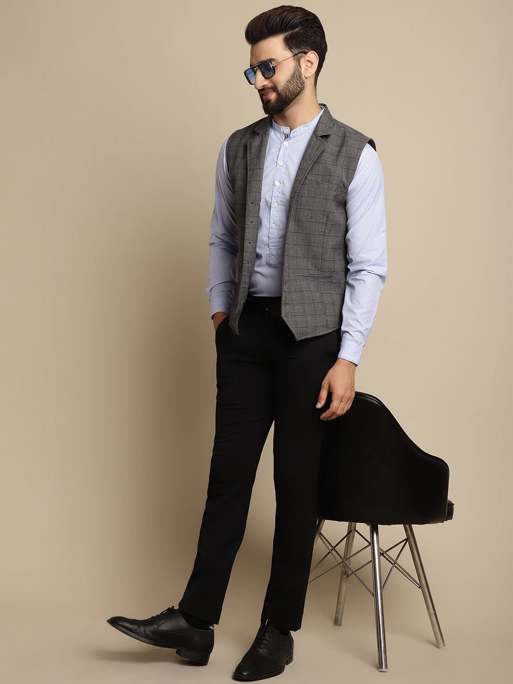 Even Apparels Men's Grey Waistcoat with Notched Lapel