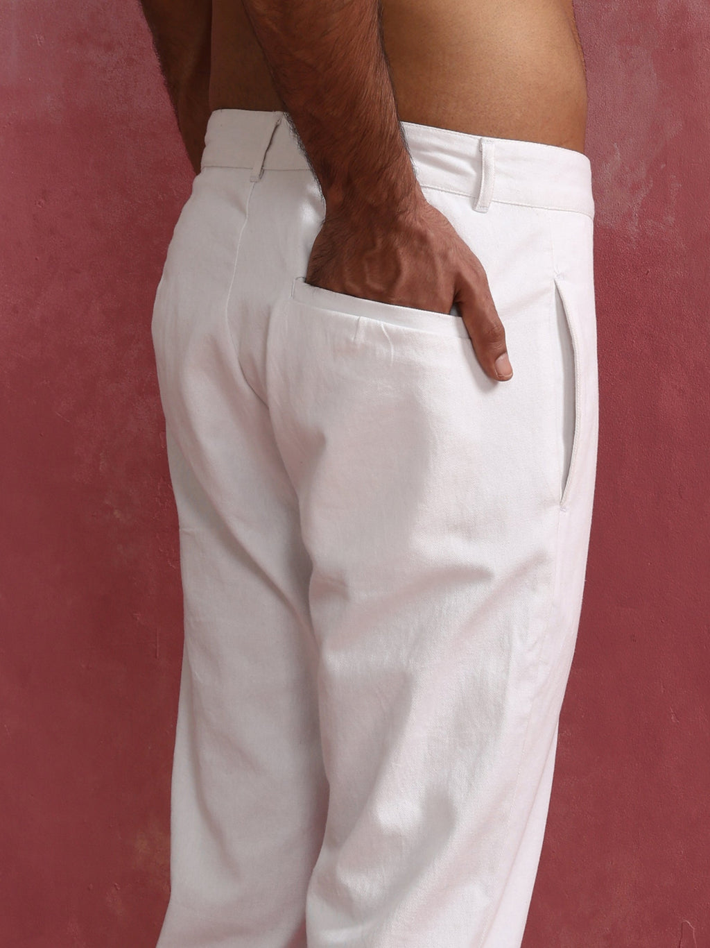 trueBrowns Men's White Cotton Twill Pants