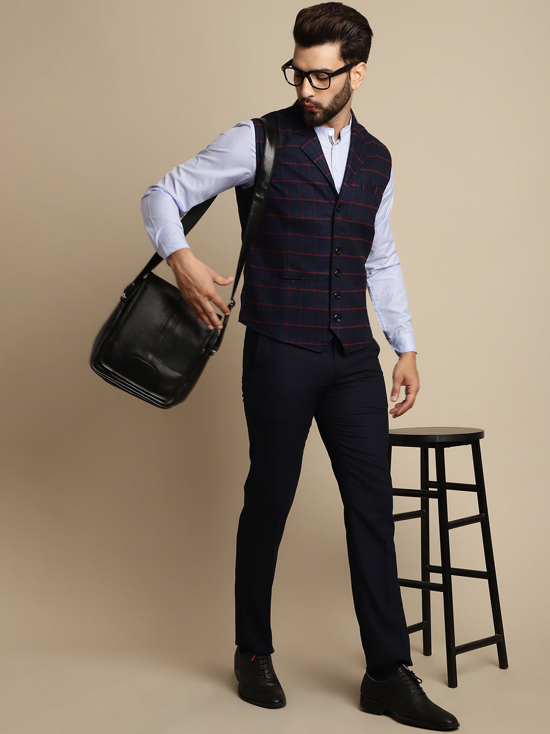 Even Apparels Men's Blue Waistcoat with Notched Lapel
