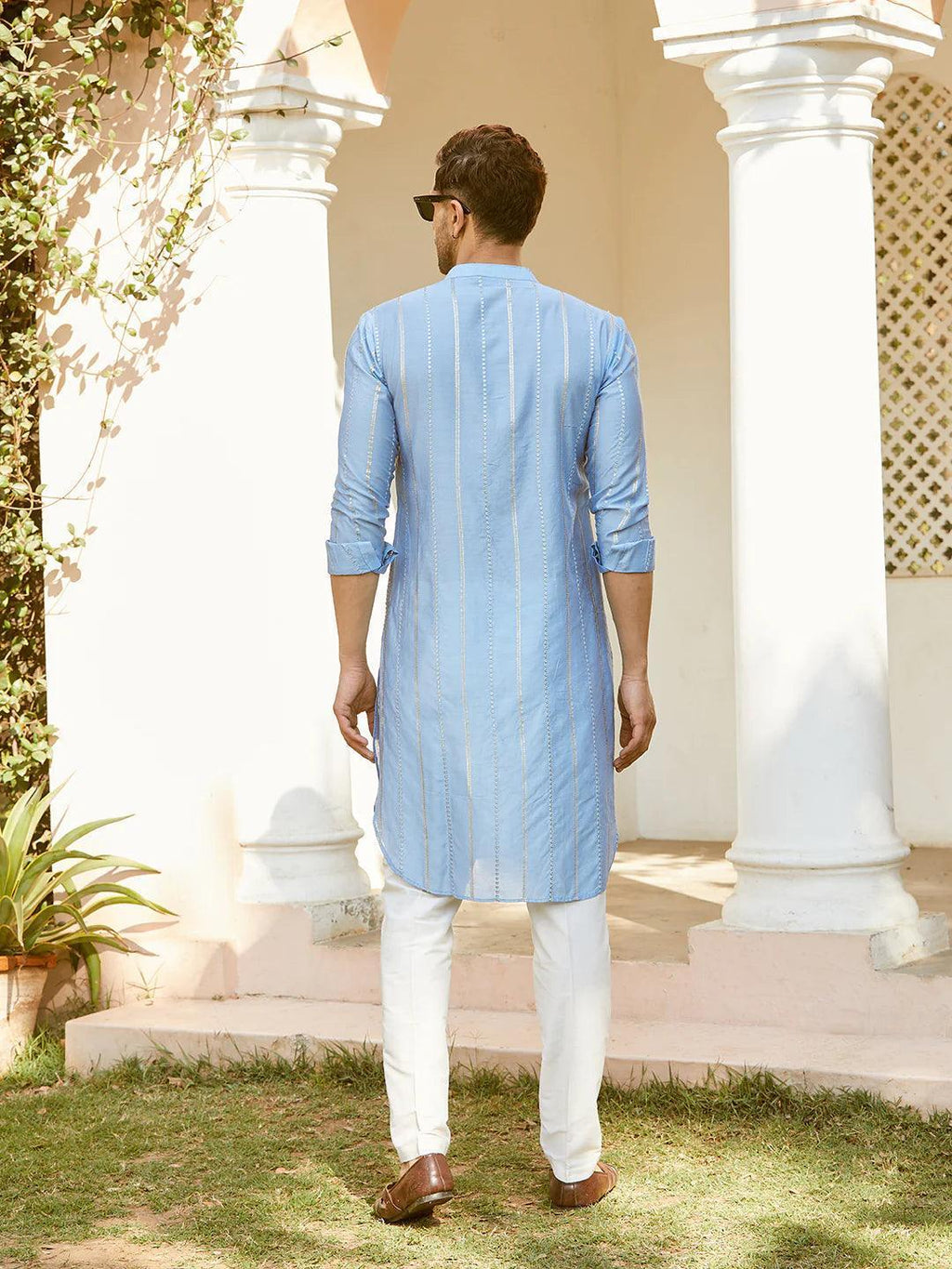 Fabmade Embroidered Regular Sequinned Chanderi Silk Kurta With Pyjamas