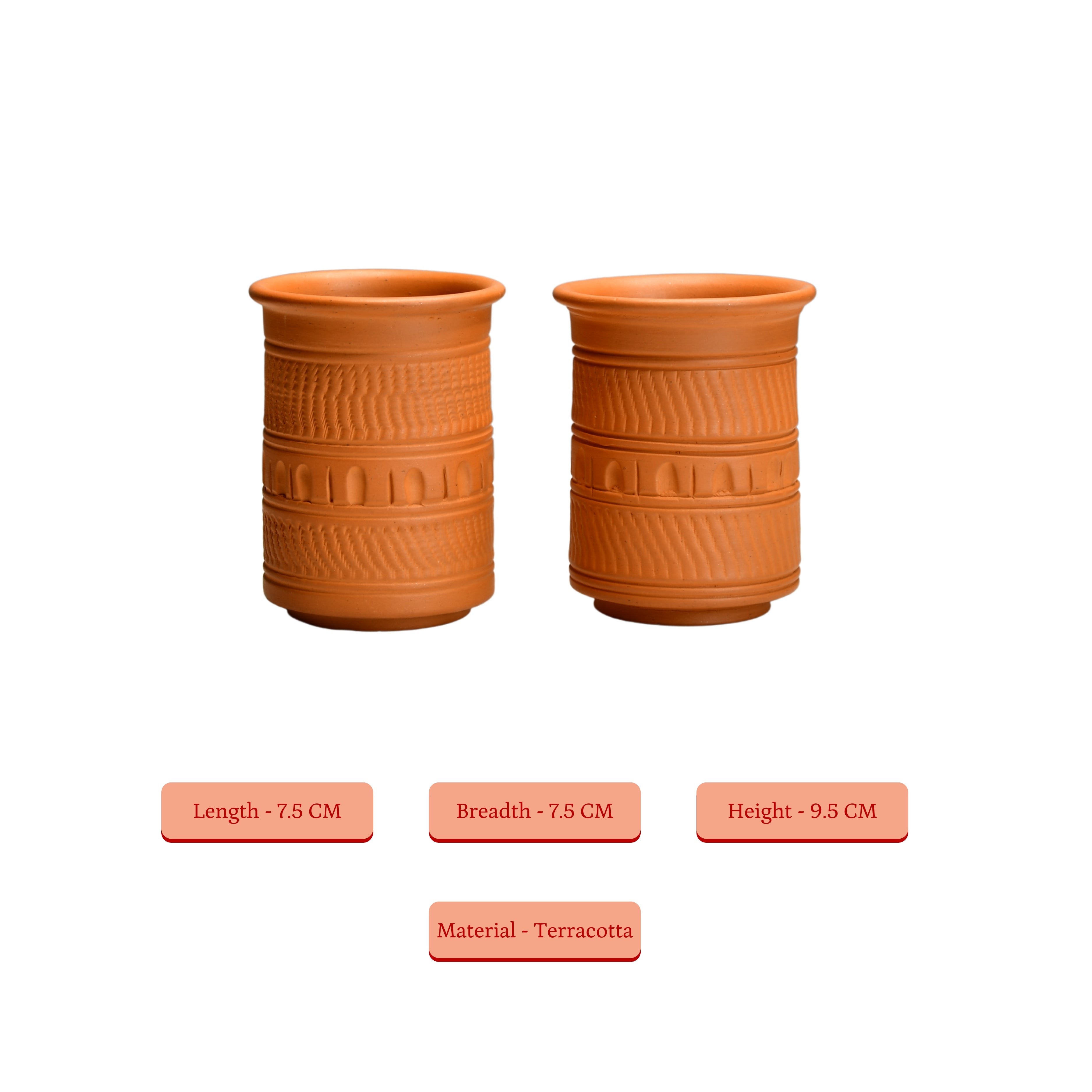 Sowpeace Premium Set of 2 Unglazed Terracotta tumbler